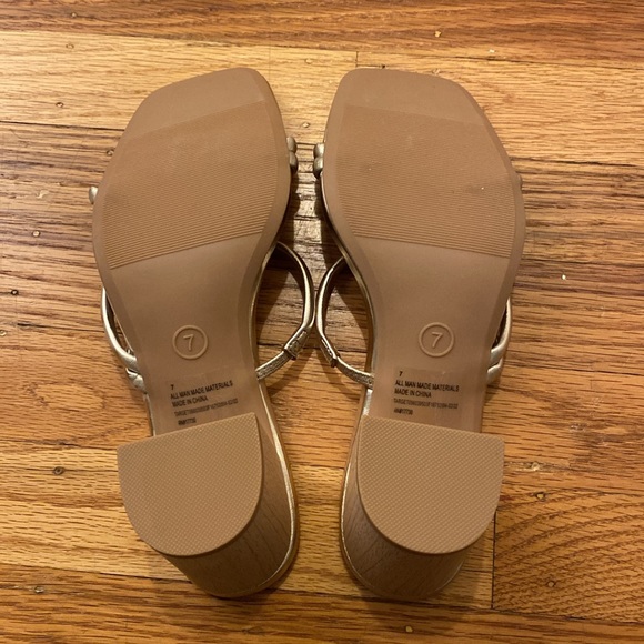 Gold Block Heel Strappy Sandal - Picture 4 of 5